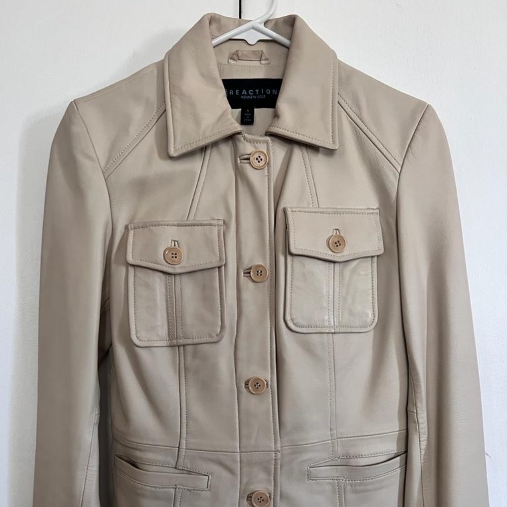 Reaction Kenneth Cole White 100% Leather  Jacket Size Small